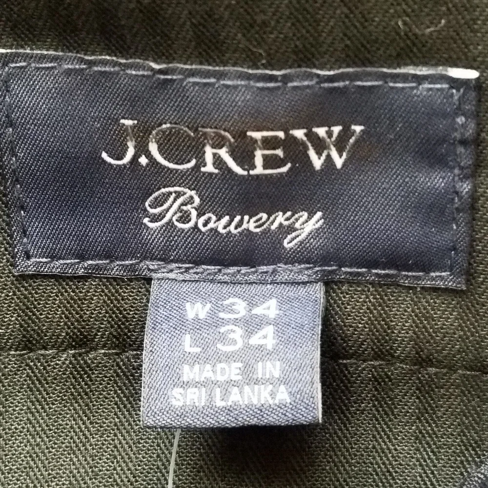 J. Crew Bowery Dress Pants Wool Blend‎ Size 34 x 34 Classic Navy NWT $148 BQ424
